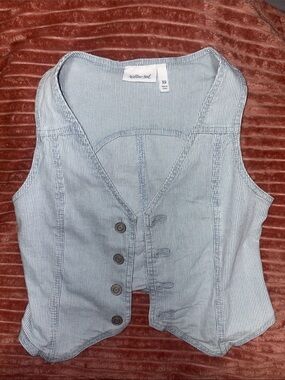 WILLOW+ROOT Light Blue Striped Denim Vest